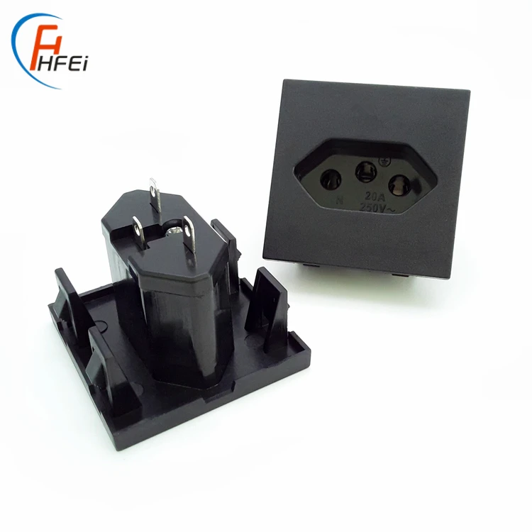 HF Ac Power Inlet Power Inlet Ac Connector Inlet Brazil Socket 3 Round Pin Extension Socket