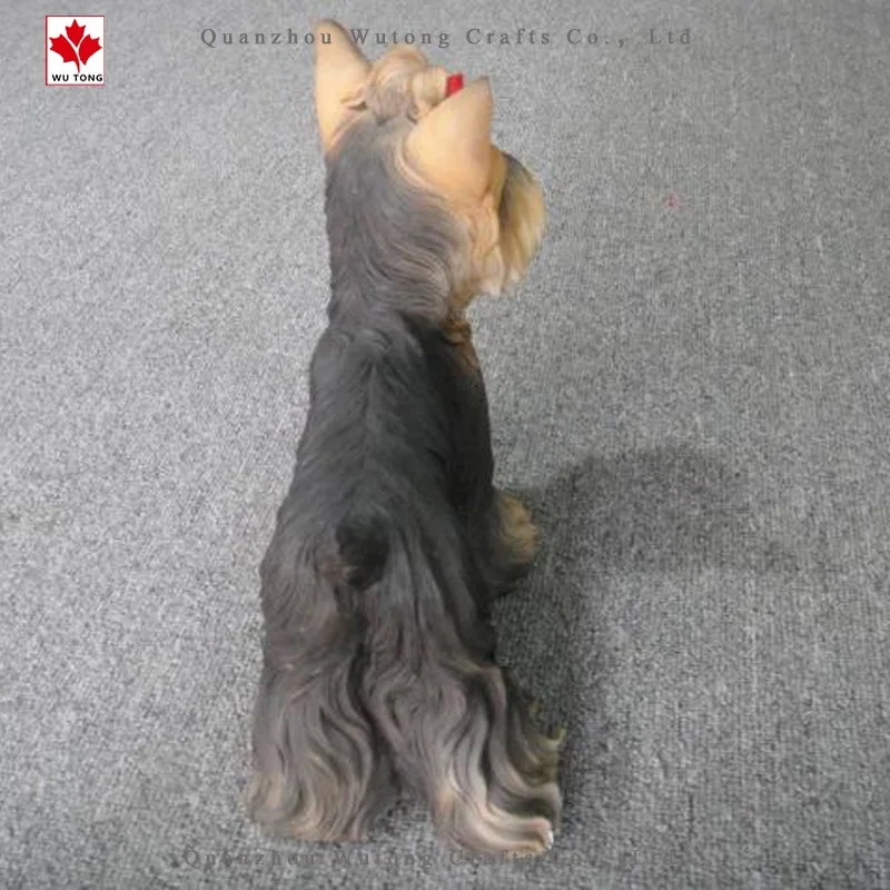 Handicraft Resin Simulation Yorkshire Terrier Home Garden Animal Statues