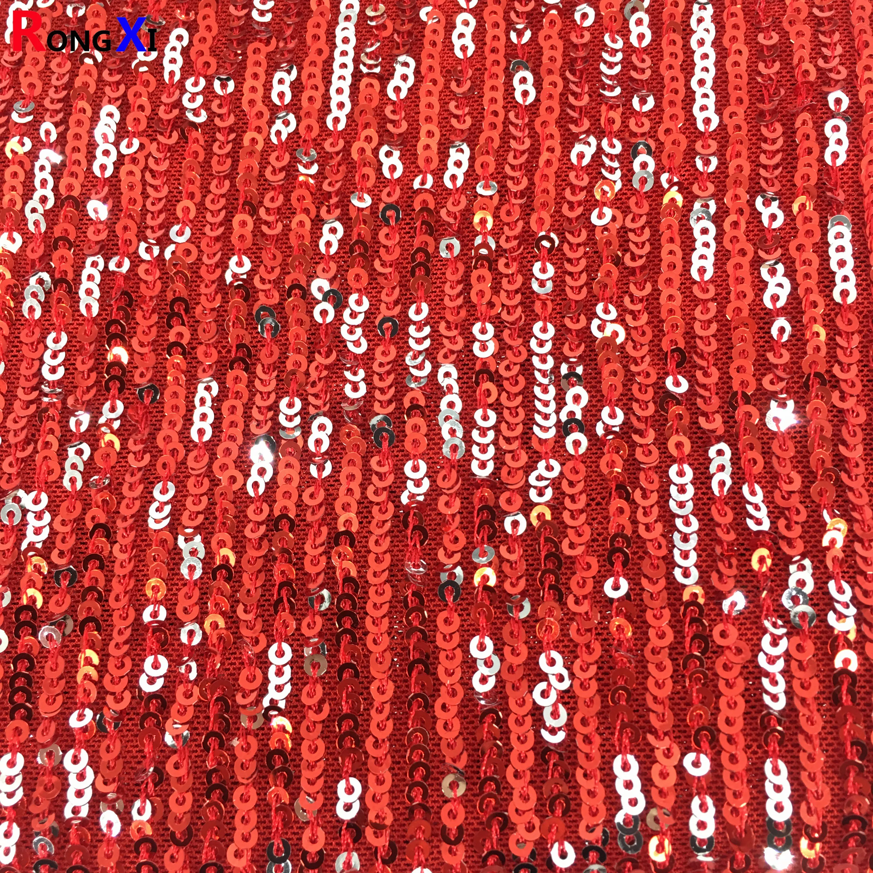 
Бренд RXF0748, новая полосатая эластичная сетчатая ткань из спандекса и тюля с блестками 