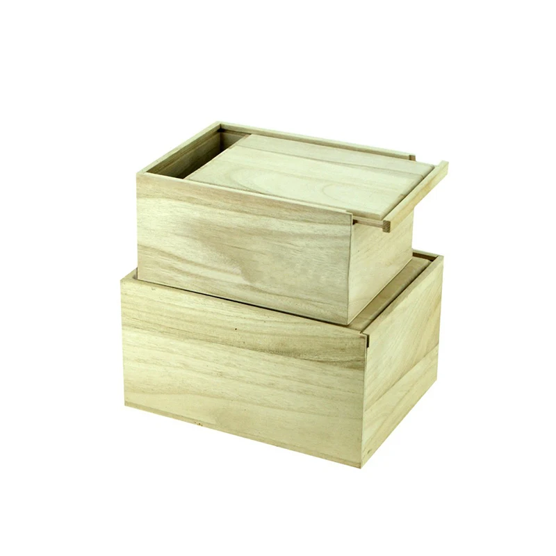 Wholesale Unfinished Wood Box with Sliding Lid