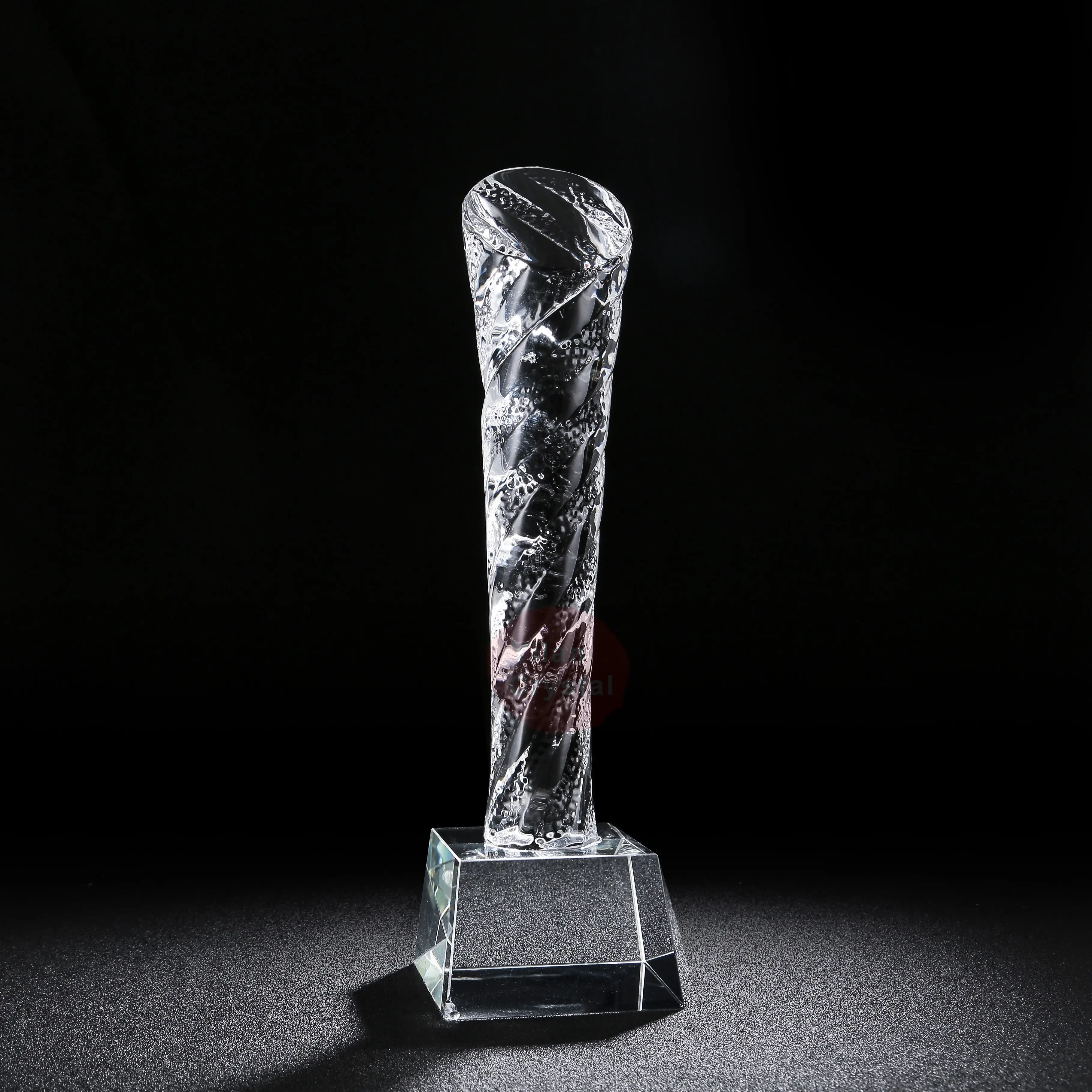 Popular New Design Glass Crystal Soccer Trophy Carved UV Printed Award Presentation Gift