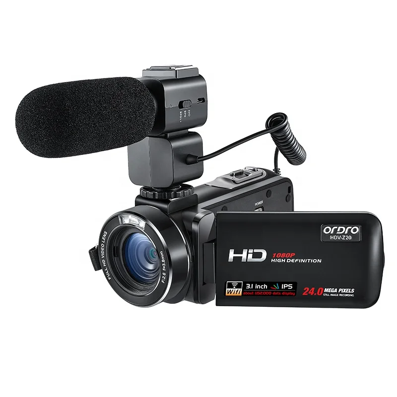 ORDRO Z20 Camcorder - Full HD, 16X Zoom, IPS Touch Panel