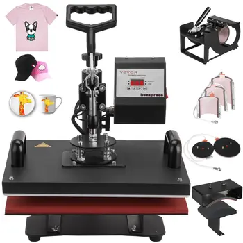 8 in 1 Heat Press Machine For T-Shirts 12"x15" Combo Kit Sublimation Swing away