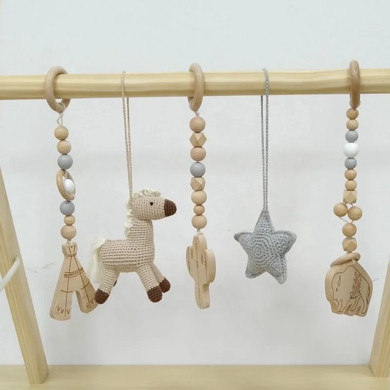 Cowboy Play Baby Gym Mobiles Crochet Rattles Activity Wooden Toys Shower  Gift Play Gyms
