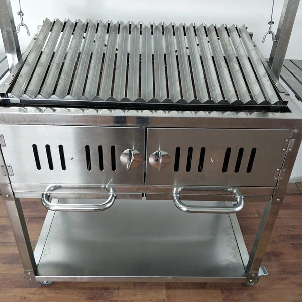 HDL09 HDWY Factory Wholesale Custom High Food Grade Stainless Steel Argentina BBQ Rotary Charcoal Grill for 3-5 People Trolley