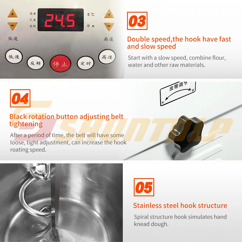 
Электрический спиральный миксер для теста, 12 кг, 30 л, Коммерческий Миксер для муки и теста для хлебобулочных изделий 
