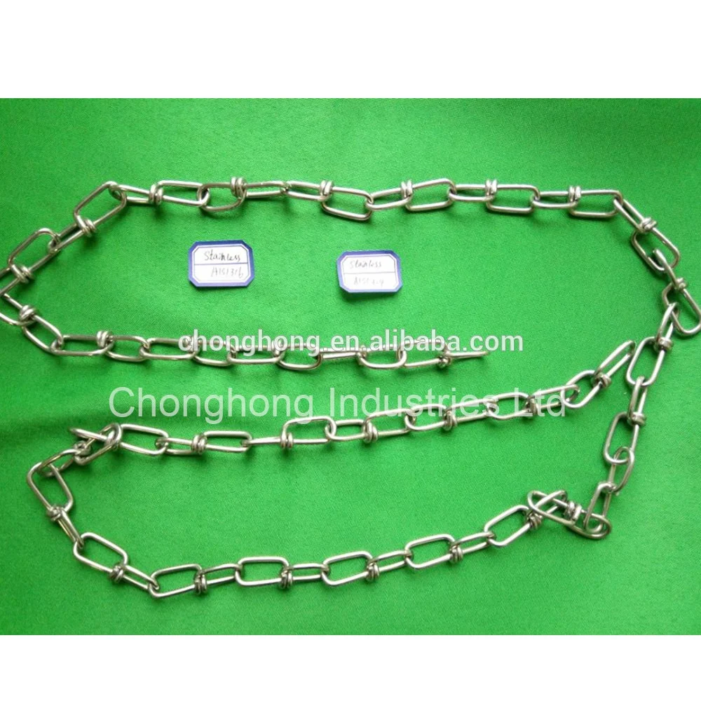 1mm Diameter Galvanized Double Loop Link Chain DIN5686 Weldless Knotted Link Chain 316 Stainless Steel Link Chain