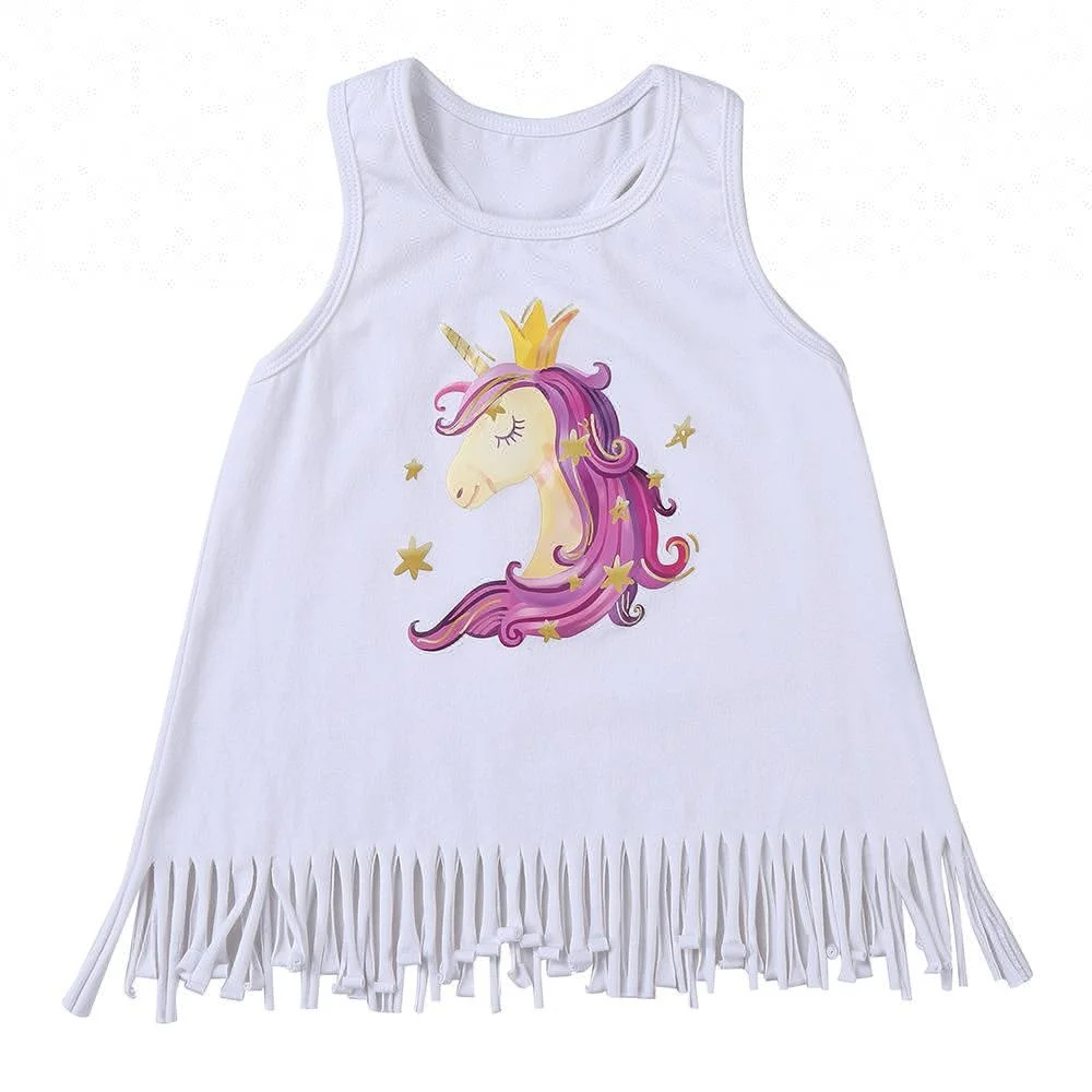 
 2019 оптовая продажа, одежда для маленьких девочек, Топ с длинным рукавом для девочек, рубашка для маленьких девочек с оборками и единорогом  