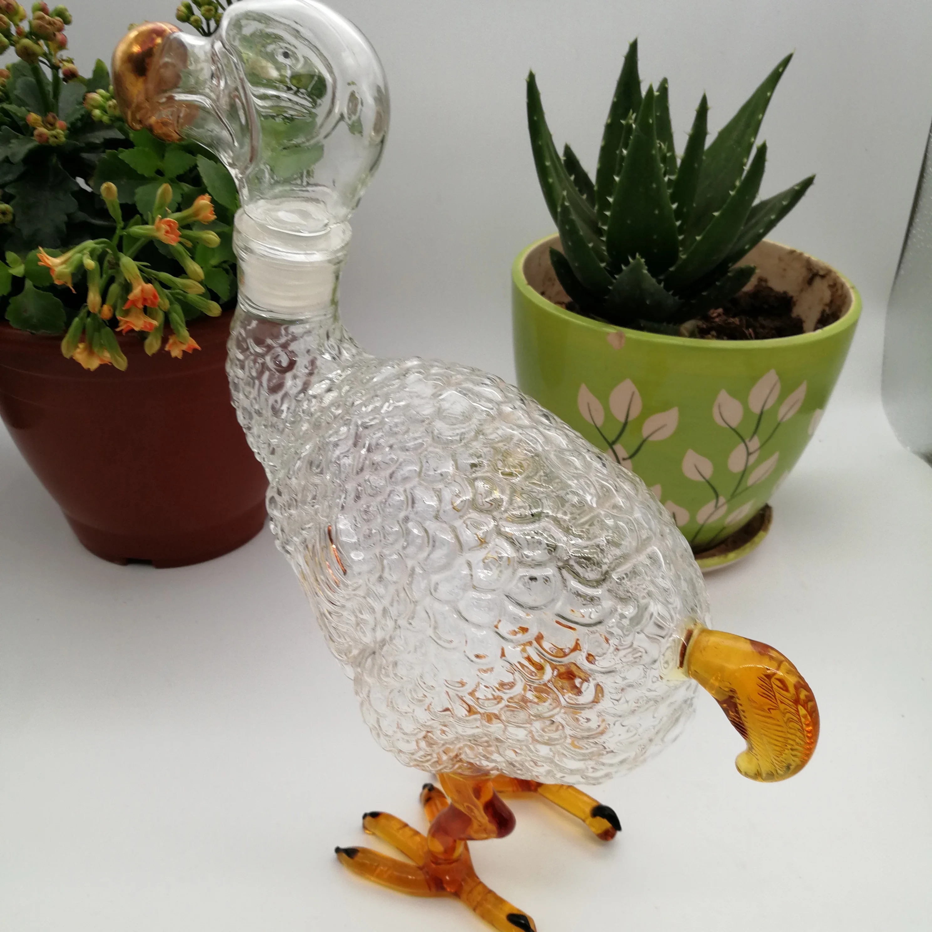 火烈鸟鸟形状玻璃烈酒瓶动物瓶和酒瓶由手工制作的艺术为酒架 - buy