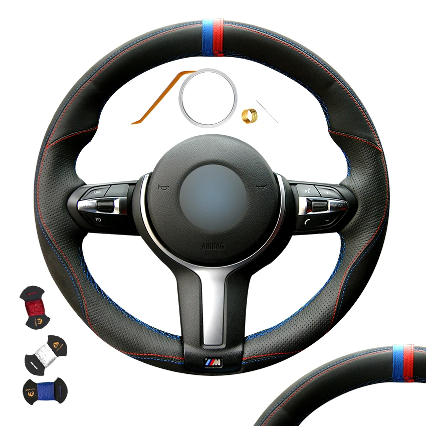 Genuine Leather Black Suede Hand Sew Custom Steering Wheel Cover For Bmw F12 F13 M6 F33 F30 M Sport 13 14 15 16 17 Buy Wholesale Steering Wheel Cover Car Accessories Interior