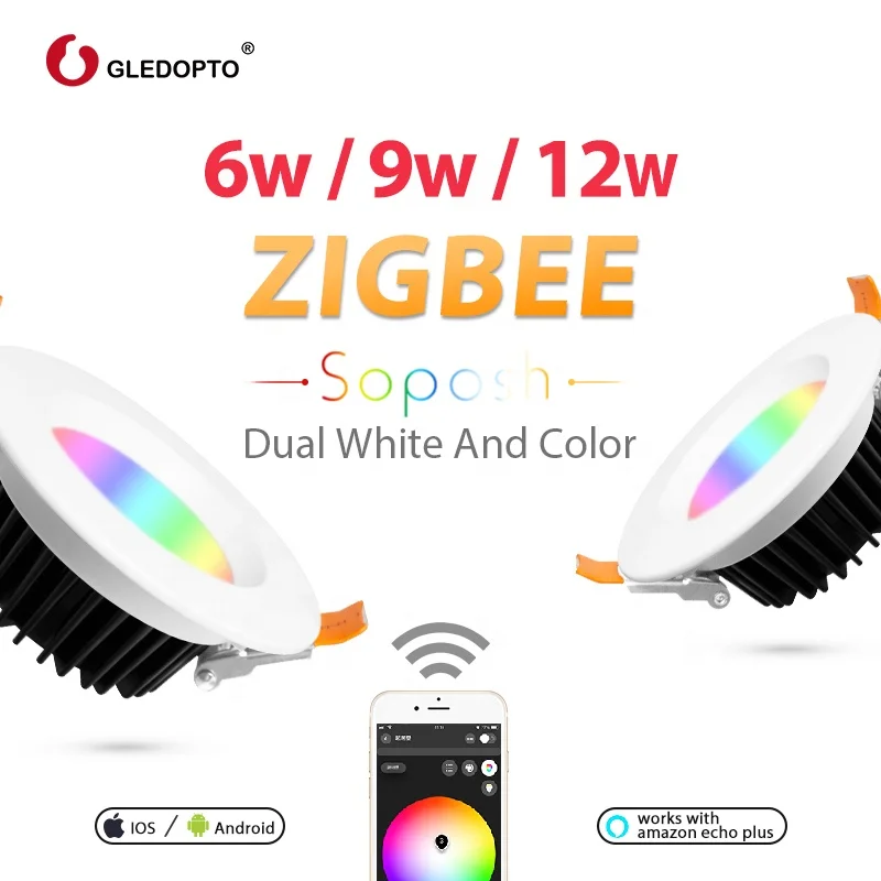 Светодиодный потолочный светильник Gledopto Zigbee высокой яркости, популярный на amazon, 160x60 мм, двойной белый и цветной, 12 Вт