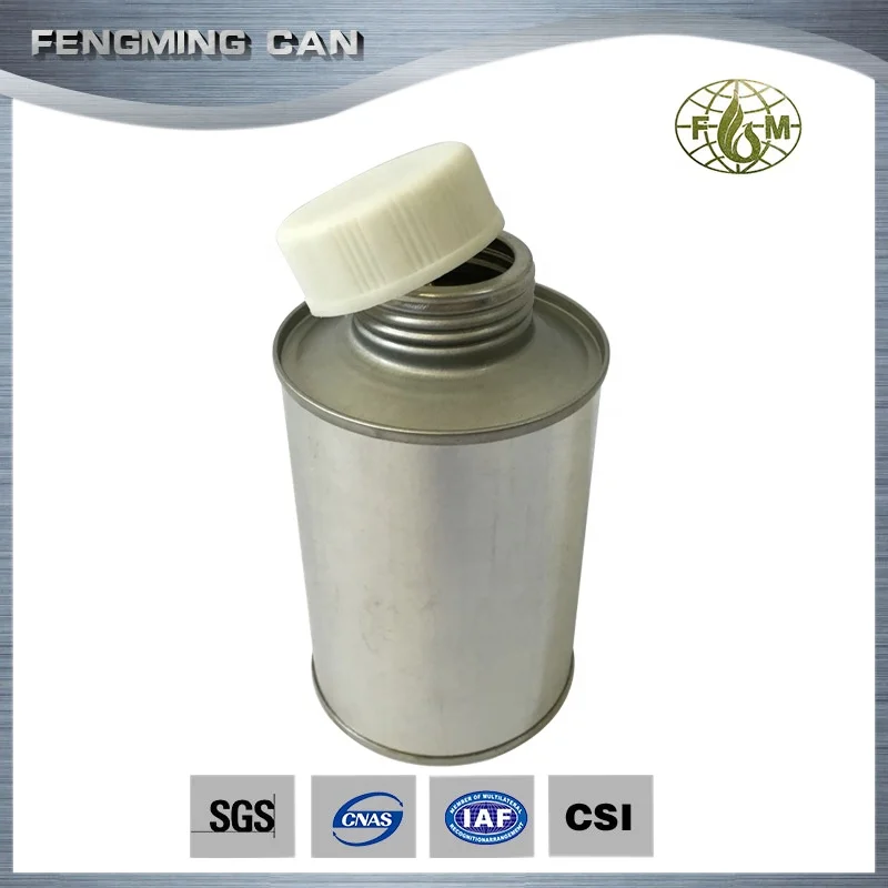 250ml Empty Metal Glue Bottle Plastic Lid Brush  Container for Seal Solvent Packaging
