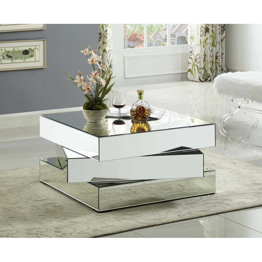 geometric mirrored coffee table