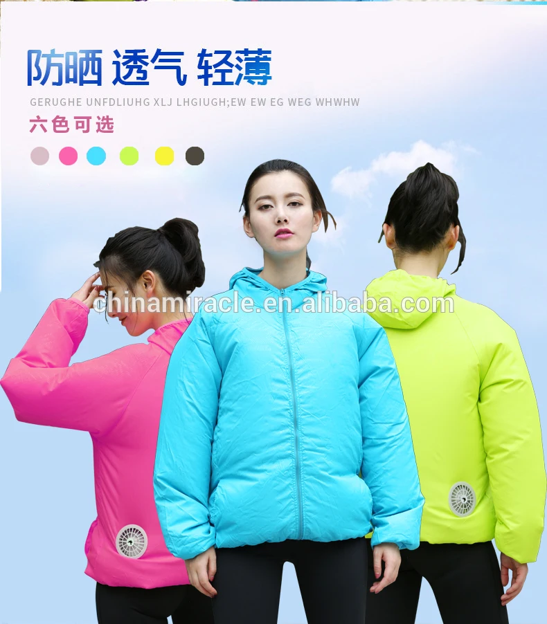 High quality light anti uv fan cooling custom hoodies men jacket summer sets