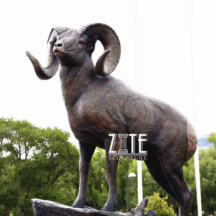 Outdoor Garden Metal Brass Sheep Statue Bronze Bighorn Sculpture