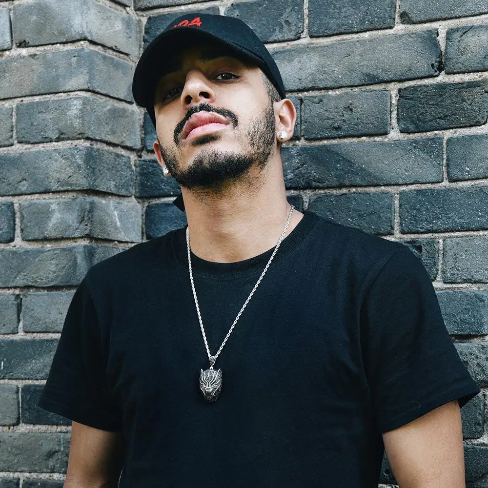 KRKC \u0026 CO 黑豹吊坠漫画人物吊坠锆石镂空吊坠嘻哈珠宝为奇迹人物粉丝, image size:1000x1000