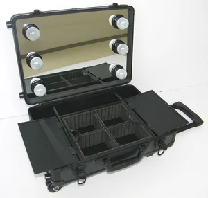 Travel Makeup Suitcase Waterproof Make up case with Light Mirror