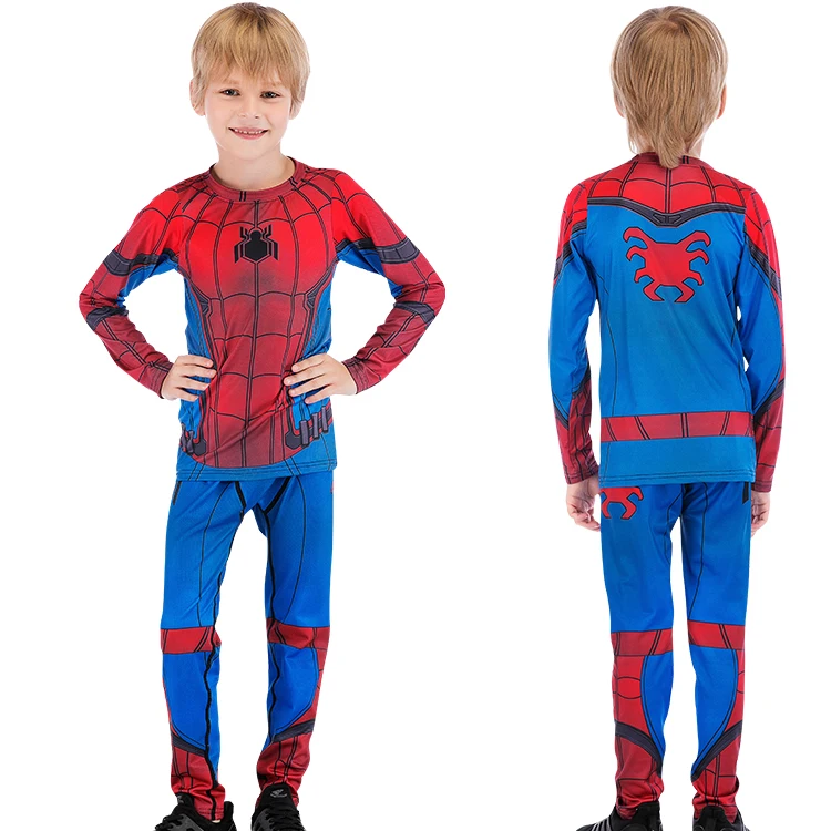 wholesale superhero suit kids spider man sports wear tshirt