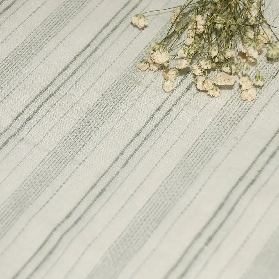 Высококачественная китайская фабрика, оптовая продажа, 100% Органическая полосатая одежда, хлопковая льняная ткань