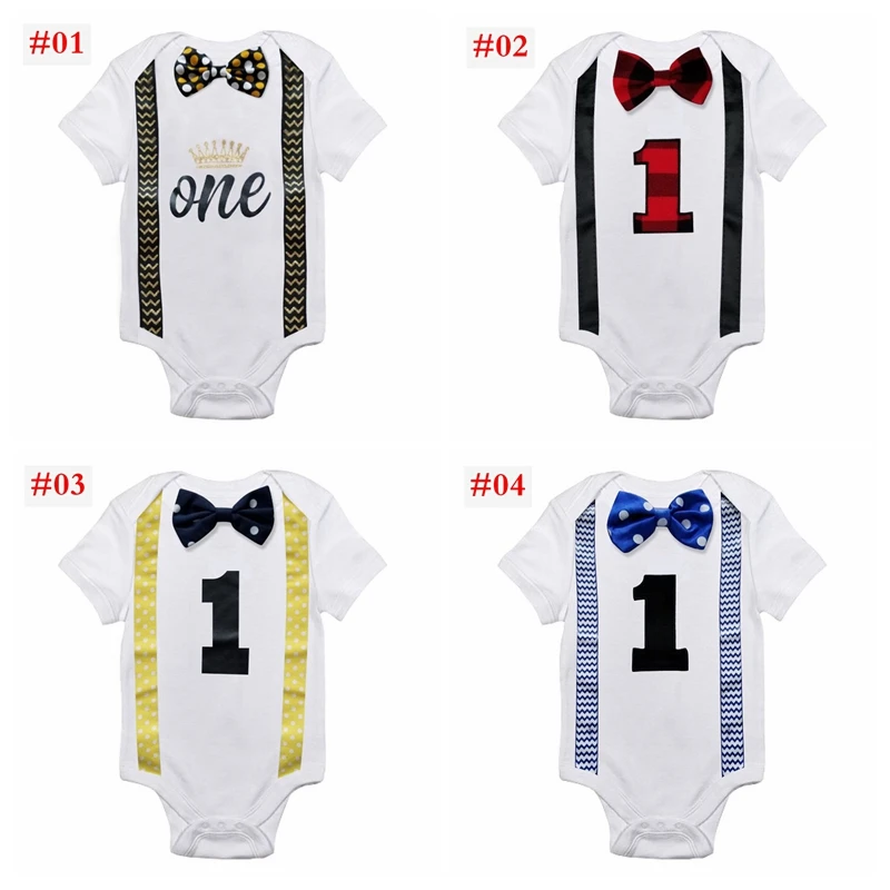 1St ко дню рождения для маленьких мальчиков украшения комбинезон для маленького мальчика наряд для вечеринок эксклюзивная одежда для малышей хлопковый комбинезон для маленьких мальчиков, боди
