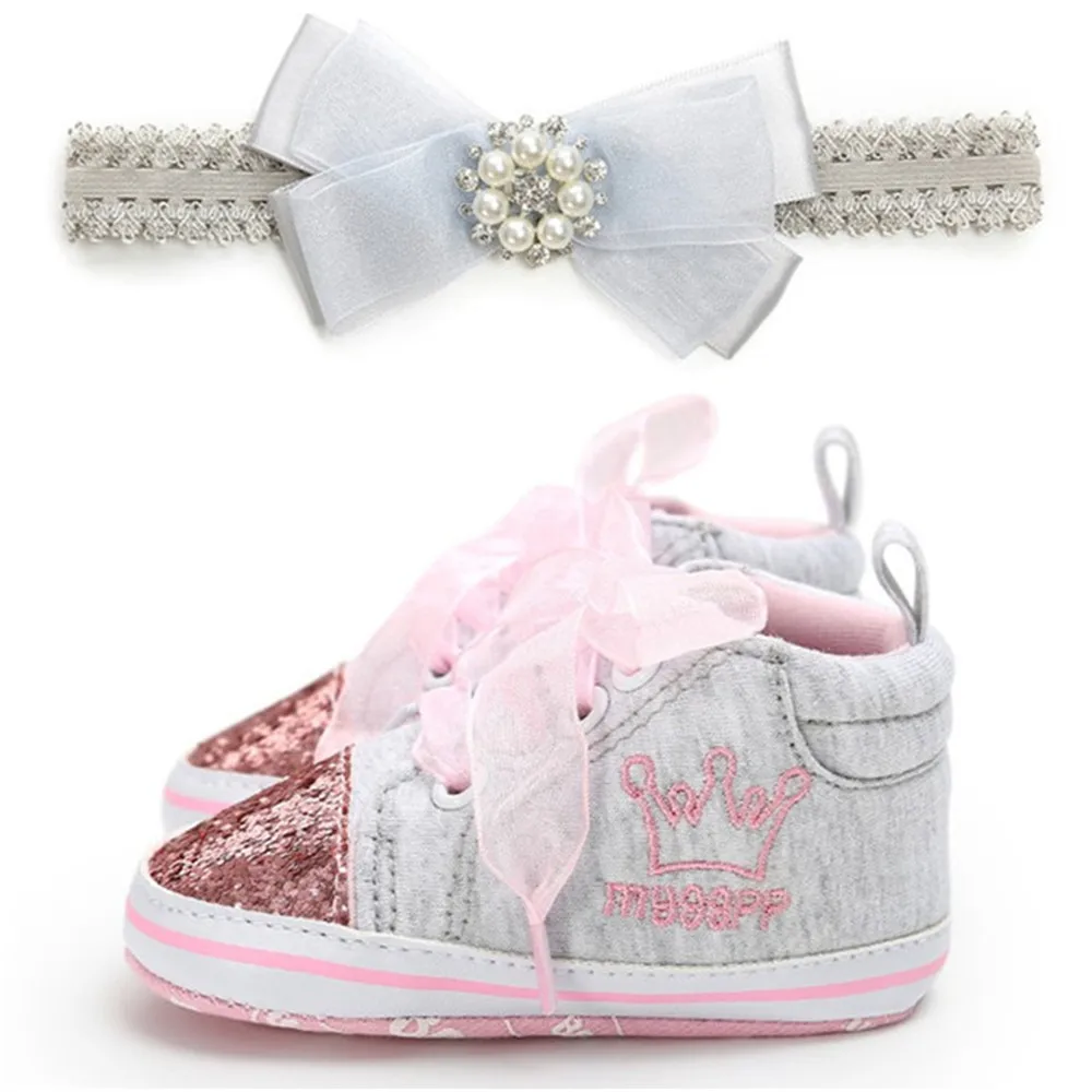 Newborn Baby Girl Headband and Shoes Gift Set