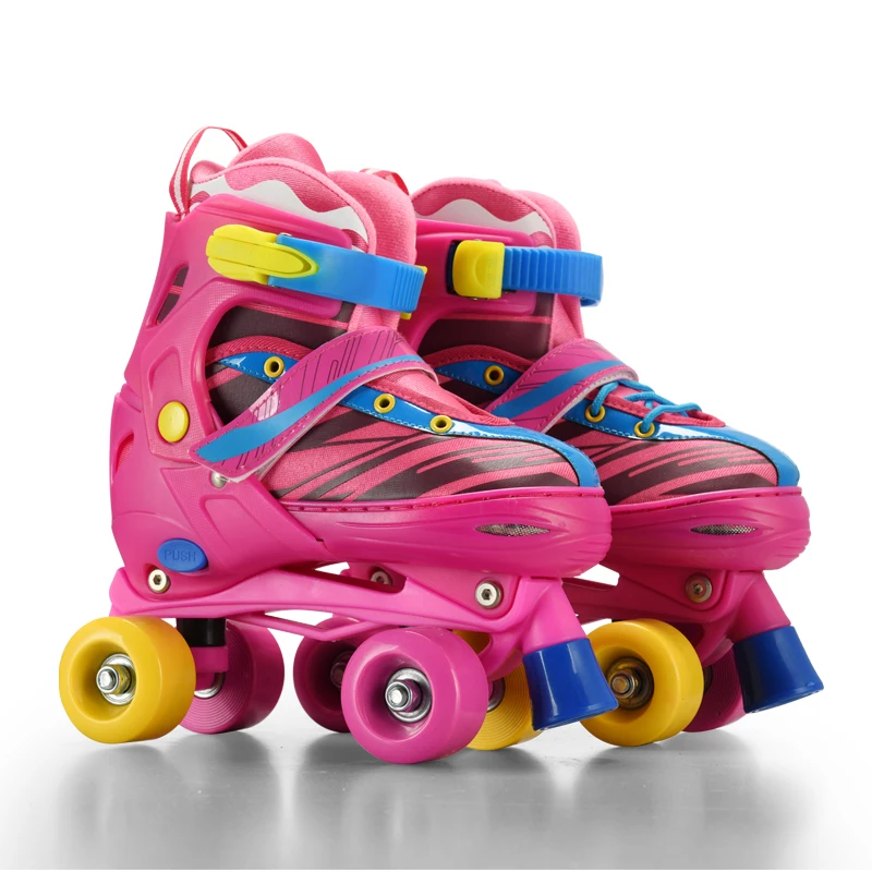 WiiSHAM Fun Roll Adjustable Canvas Roller Skates with Four Piles 