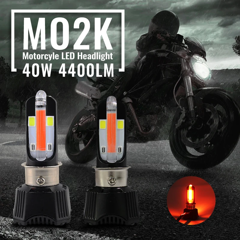 2019 Newest RTD M02K Motorcycle LED Headlamp H4 HS1 BA20D S2 P15D H6 Universal 40W 4400LM LED Light Bulb with Red DRL Fog Light