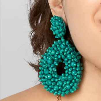 2022 Statement Beaded Hoop Earrings Fashion Bohemian Handmade Whimsical Drop Earrings for Women Jewelry Idear Gifts for Women