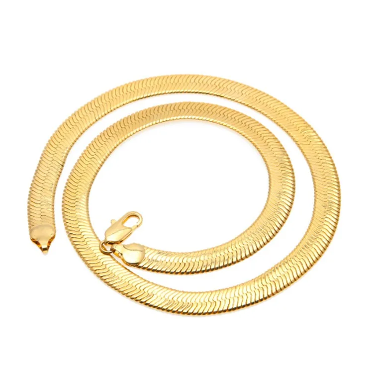 4mm 6mm 8mm Flat Snake Chain 18ct Gold 