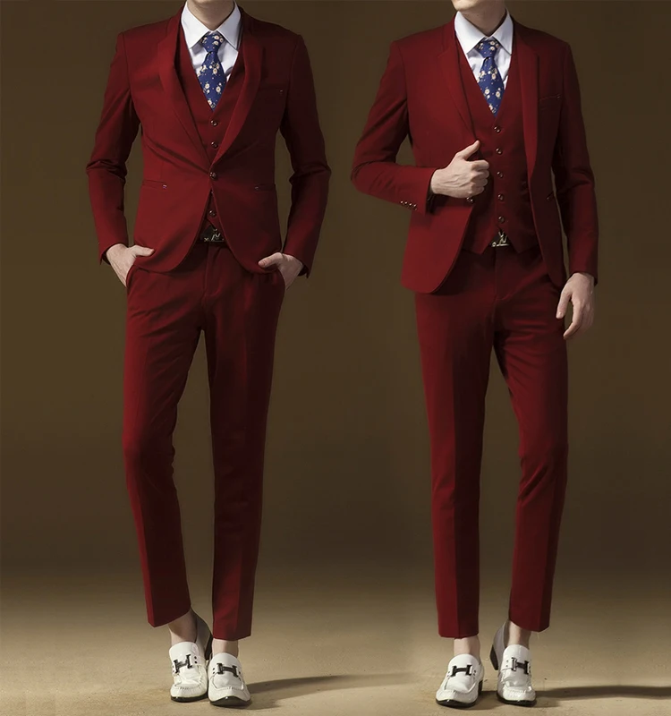 Source 2019 color rojo vino diseño hombres traje de boda de calidad tela de lana de los hombres traje de esmoquin on m.alibaba.com