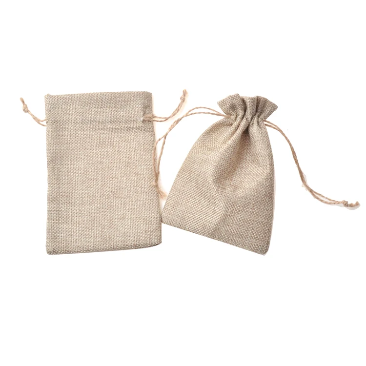 small hessian drawstring bags