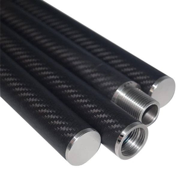 wholesale Customized High modulus 40mm 50mm 60mm 70mm 80mm  threaded connector Carbon Fiber telescopic poles