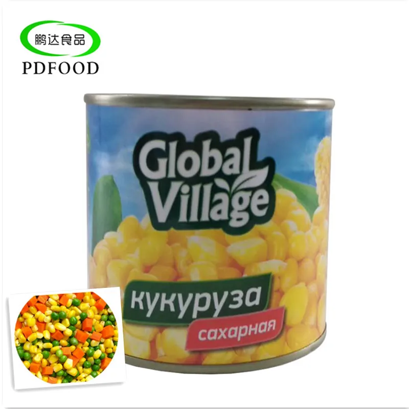 Здоровая консервированная еда из цельной кукурузы в разных весах с вкусным