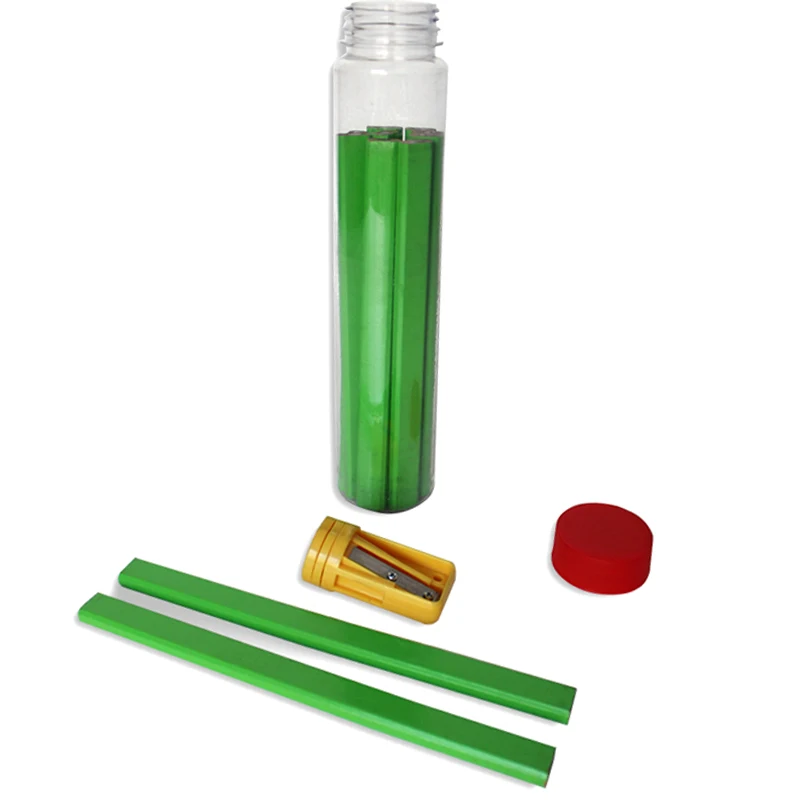 
high quality carpenter pencils in plastic tube with sharpener 