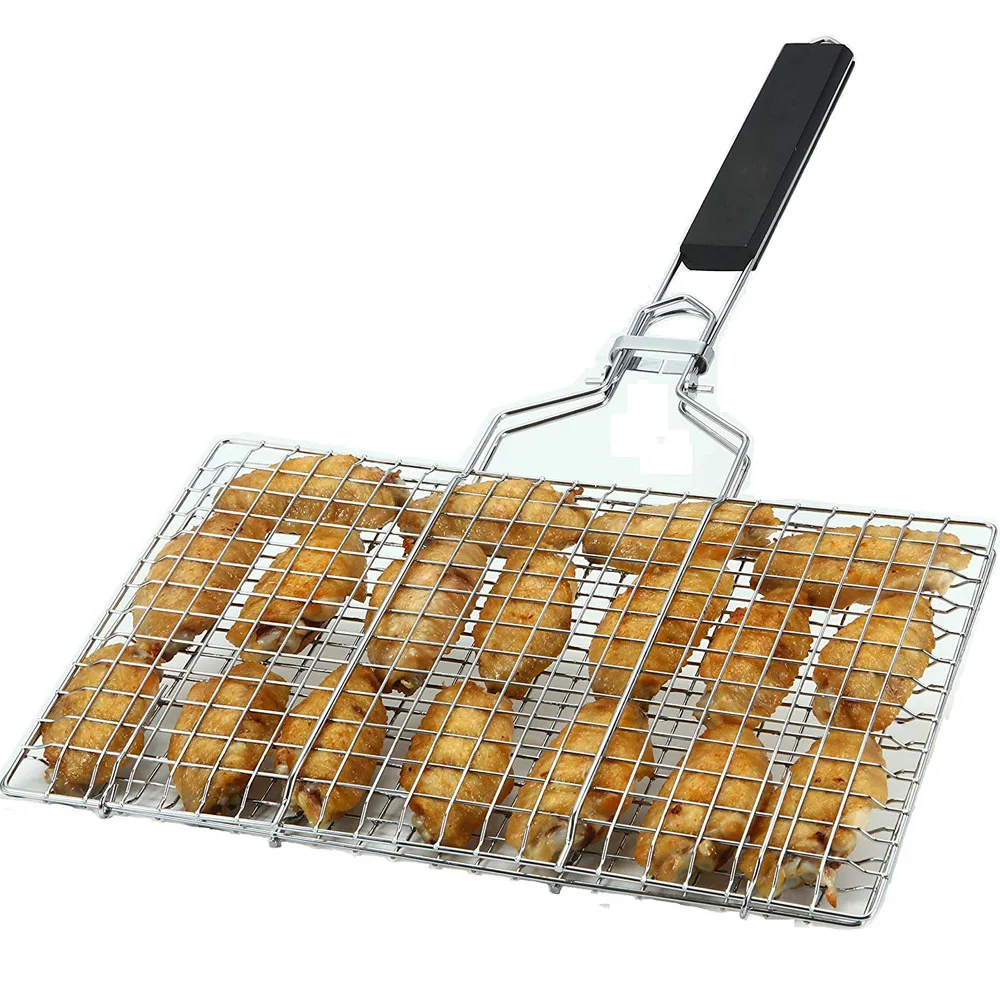 
Portable Stainless Steel BBQ Barbecue Grilling Basket for Fish,Vegetables, Steak,Shrimp, Chops and Many Other Food .Great and Us 