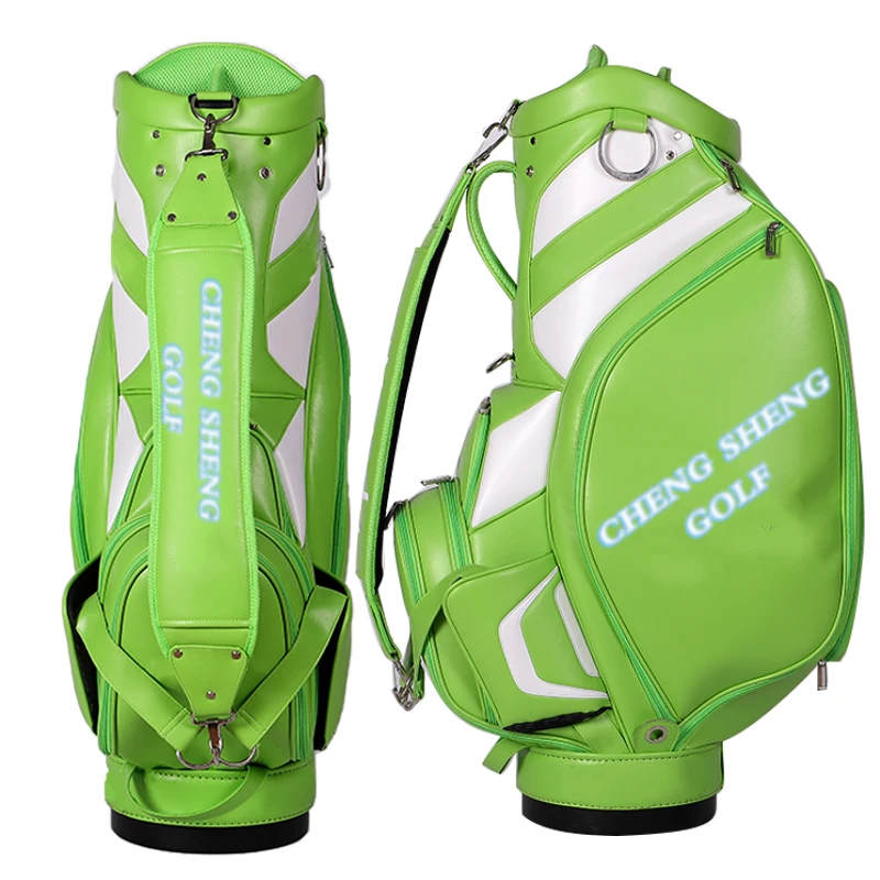 green leather golf bag