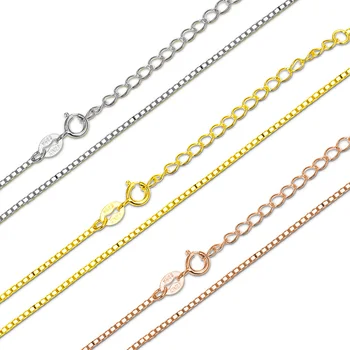 Top Sale Fashion 925 Sterling Silver box Chain Jewelry Rhodium plating Womens Italian Adjustable necklace gold chain