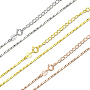 925 Sterling Silver Chains Box Cross Link Styles Rhodium/18K Gold/Rose Gold Plating Varied Widths Adjustable Necklace Wholesale