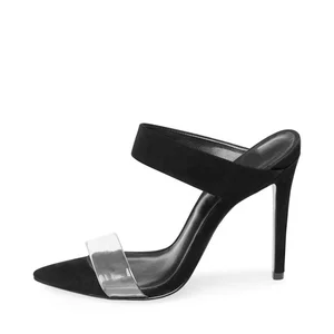 Open Toe Heeled Mules for Women Height Increasing Clear Heels Slip-On Closure for Spring and Summer