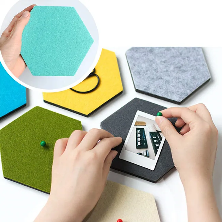 Self-Adhesive Hexagon Bulletin Felt Foam Cork Board Tiles Pin