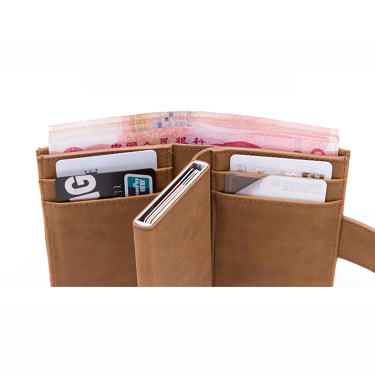 Portafoglio Minimalista Con Blocco RFID In Pelle Sottile Porta Carte Pop-up - Foto 4