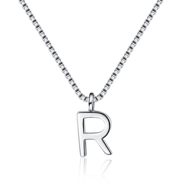 ZHILIAN Women's 925 Sterling Silver Chain Necklace R Letter Initial Alphabet Pendant Necklace for Women