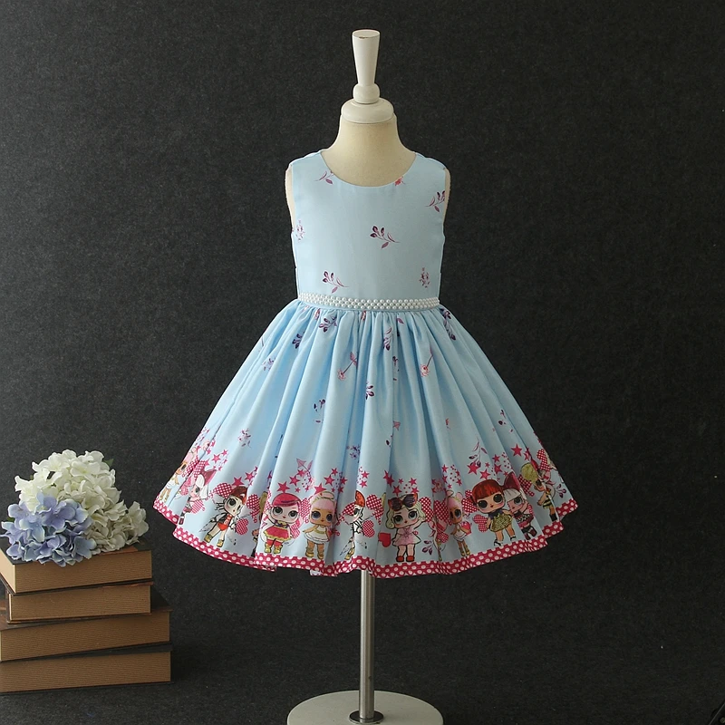 2025 Newest Design Sky Blue Cartoon Characters Fancy Girls Doll Years Old  Birthday Party Dresses