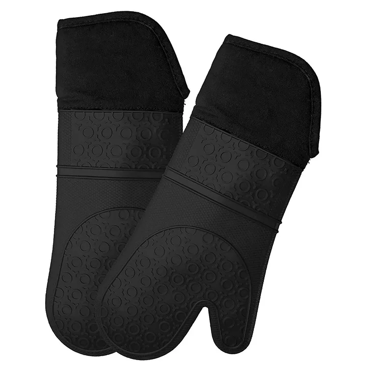 homwe silicone oven mitts quilted cotton lining