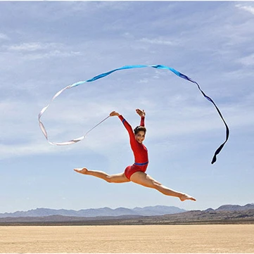 Gym Dance Ribbon Gymnastics Art Ballet Streamer Twirling Rod Outdoor Sport 2M YH 