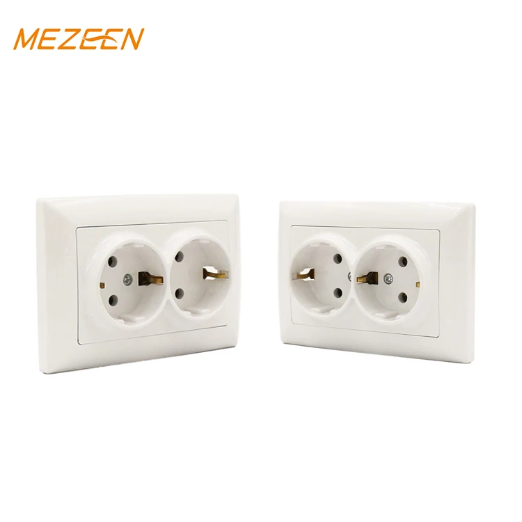 European Standard Double Schuko Socket Outlet Electric Wall F Type Socket Eu Power Plug Socket