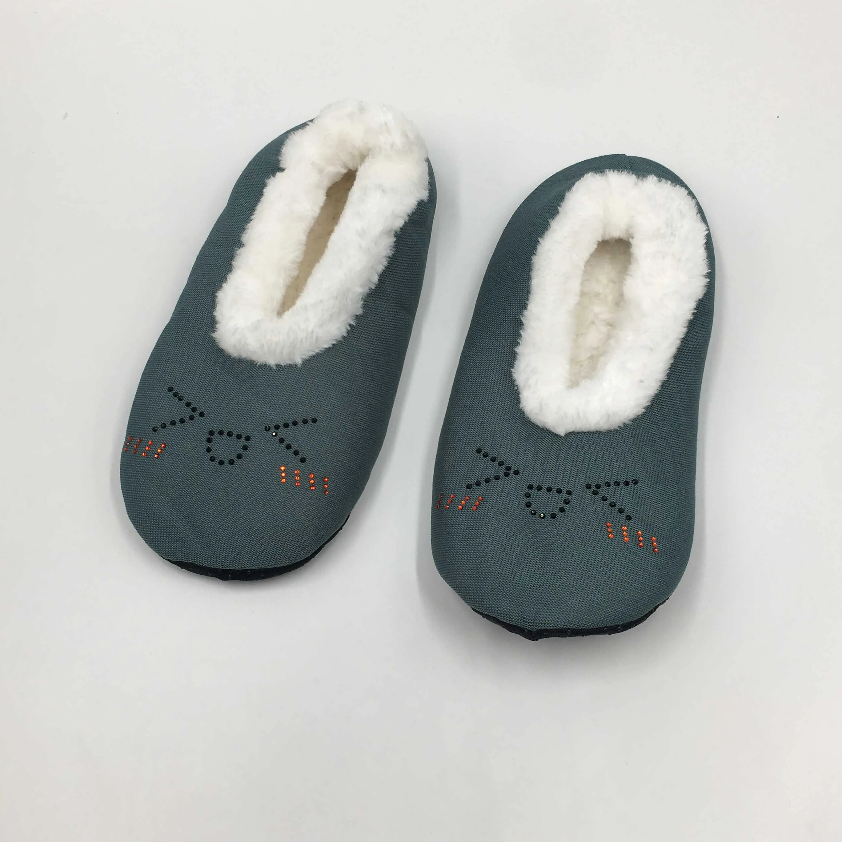 plush lined knit critter slippers with grippers