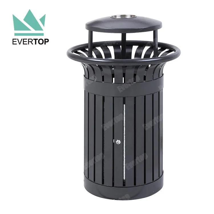 Woodview Outdoor Recycling Trash Can with Dual Litter Bin & Trash Bin, Plastic Wood Outdoor Double Trashcan Outdoor Dustbin