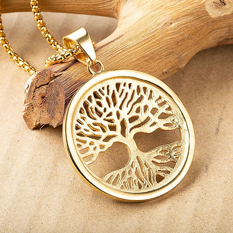 Marlary New Arrivals 18K Gold Plated Tree of Life Round Pendant Necklaces  for Women Fine Jewelry Valentine'S Day Gift