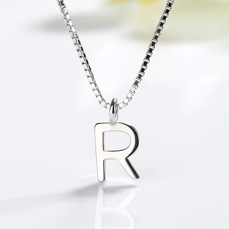 ZHILIAN Women's 925 Sterling Silver Chain Necklace R Letter Initial Alphabet Pendant Necklace for Women
